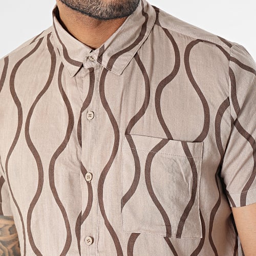 Chemise Manches Courtes Beige