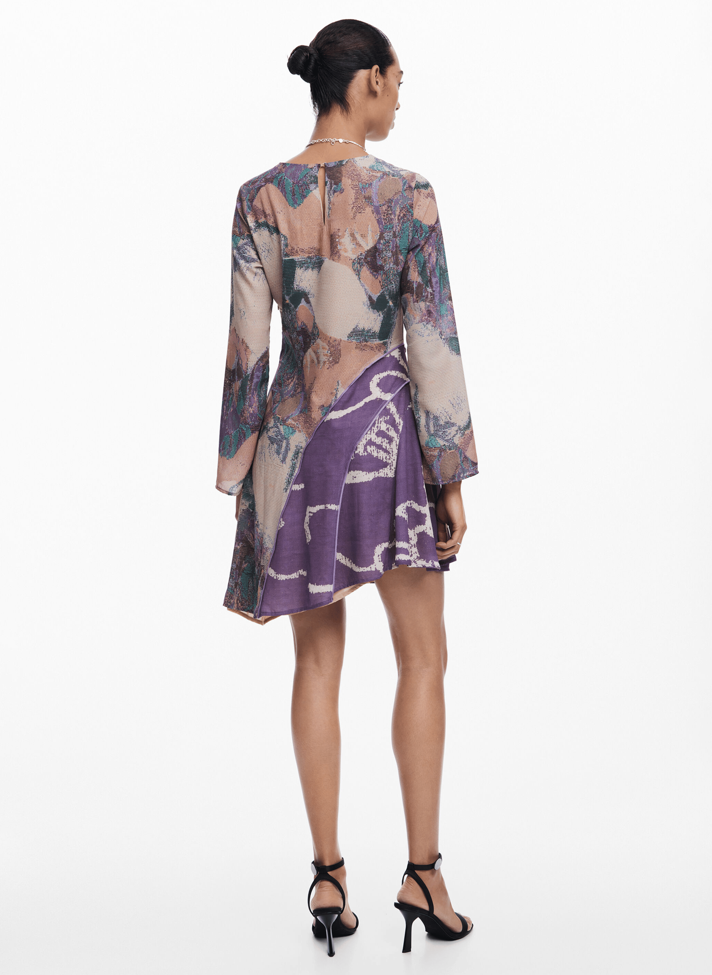 Robe asymétrique imprimée | Marron
