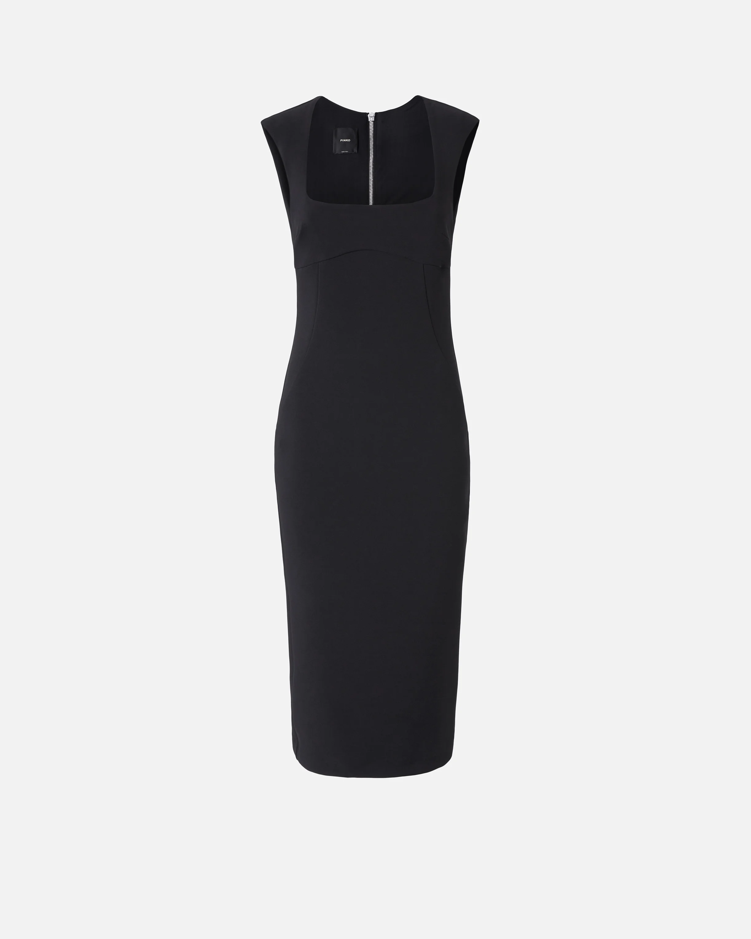 Robe midi en crêpe avec fermeture zippée | Noir