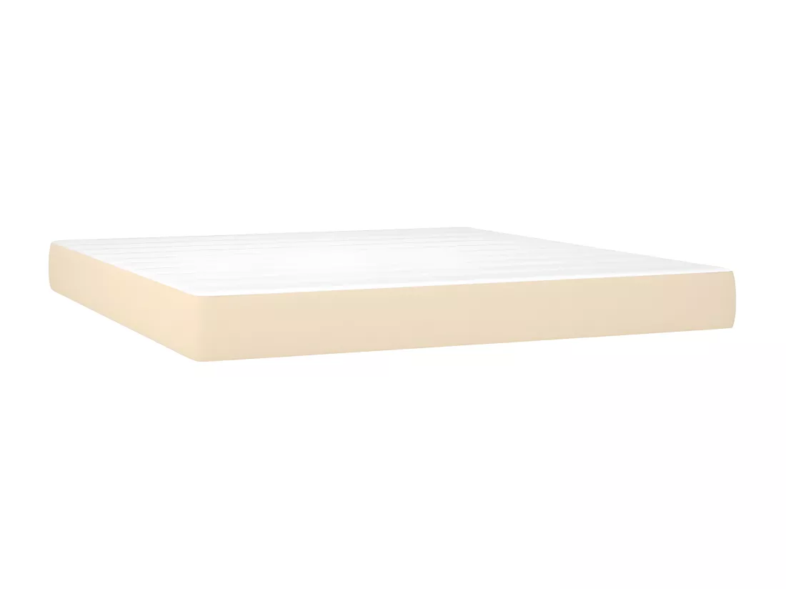 Sommier tapissier avec matelas et LED Crème 160x200 cm Tissu