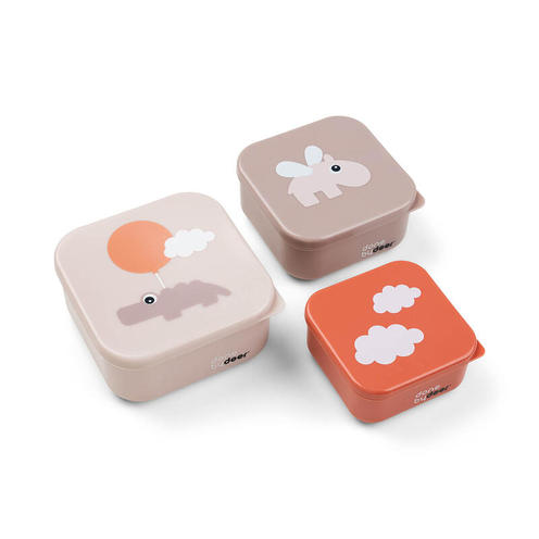 Lot de 3 Boîtes à Gouter HAPPY CLOUDS Rose - DONE BY DEER