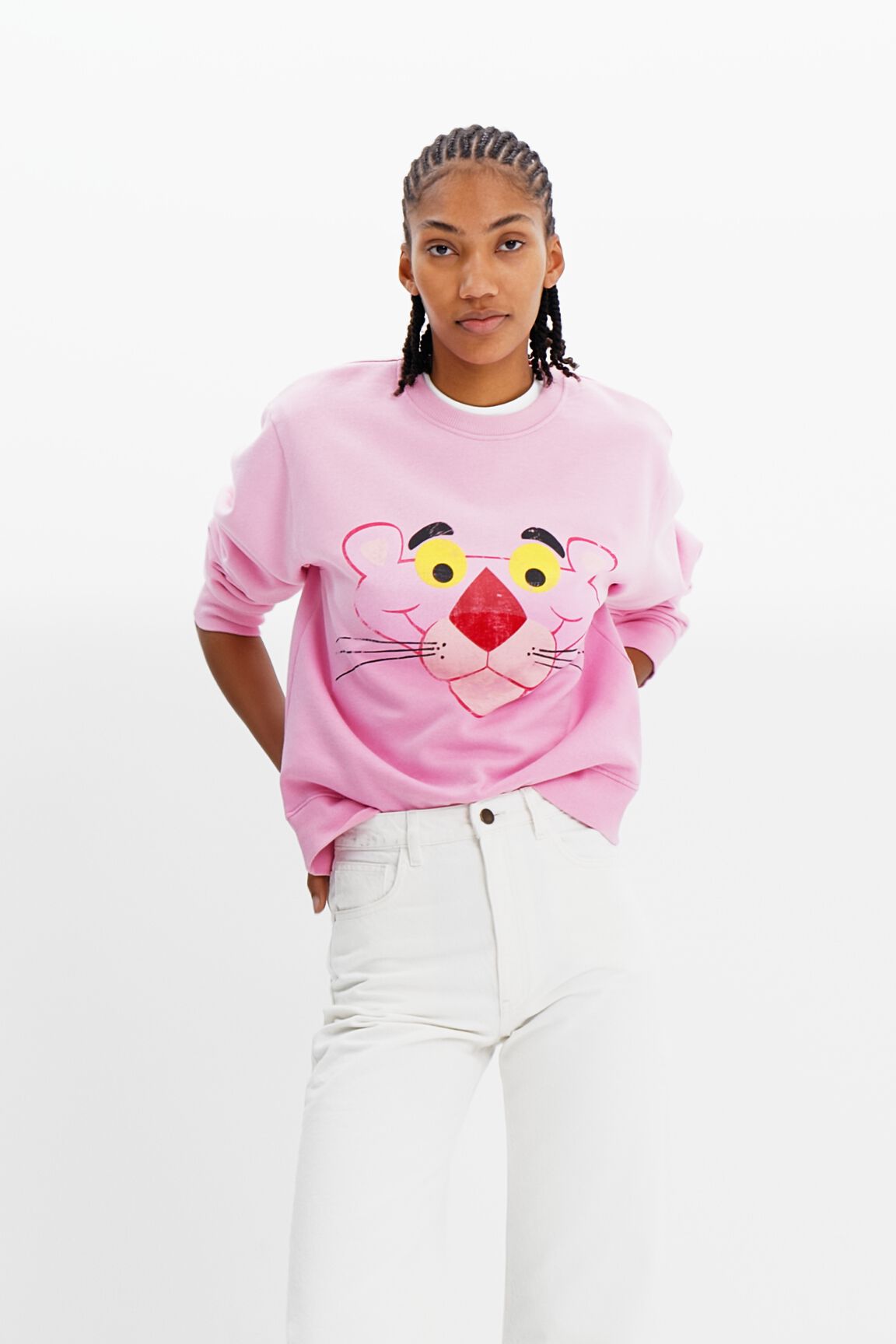 Sweat-shirt Panthère rose usé