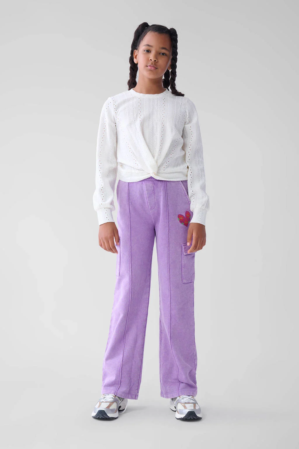 Shoeby high waist straight fit cargobroek paars