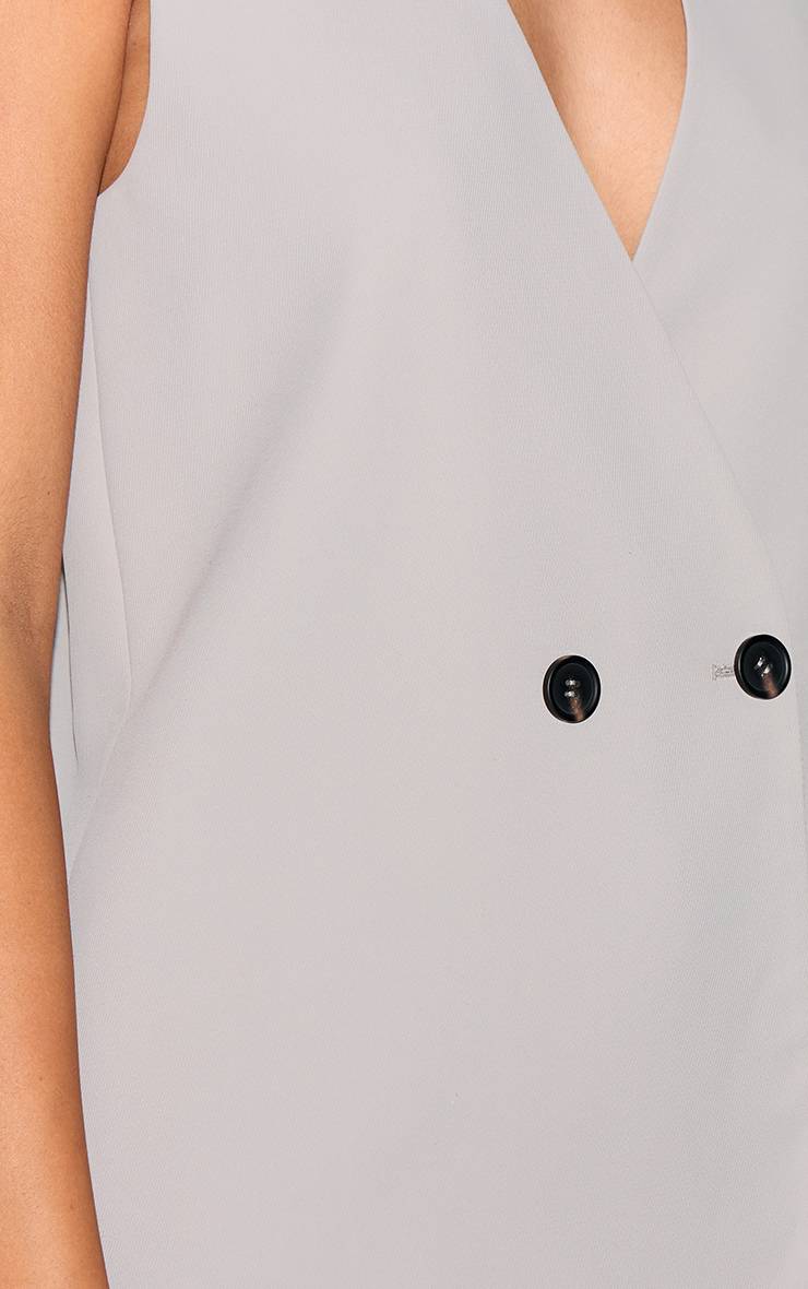 Gris Cendré Gilet Long Oversize Coupe Boxy