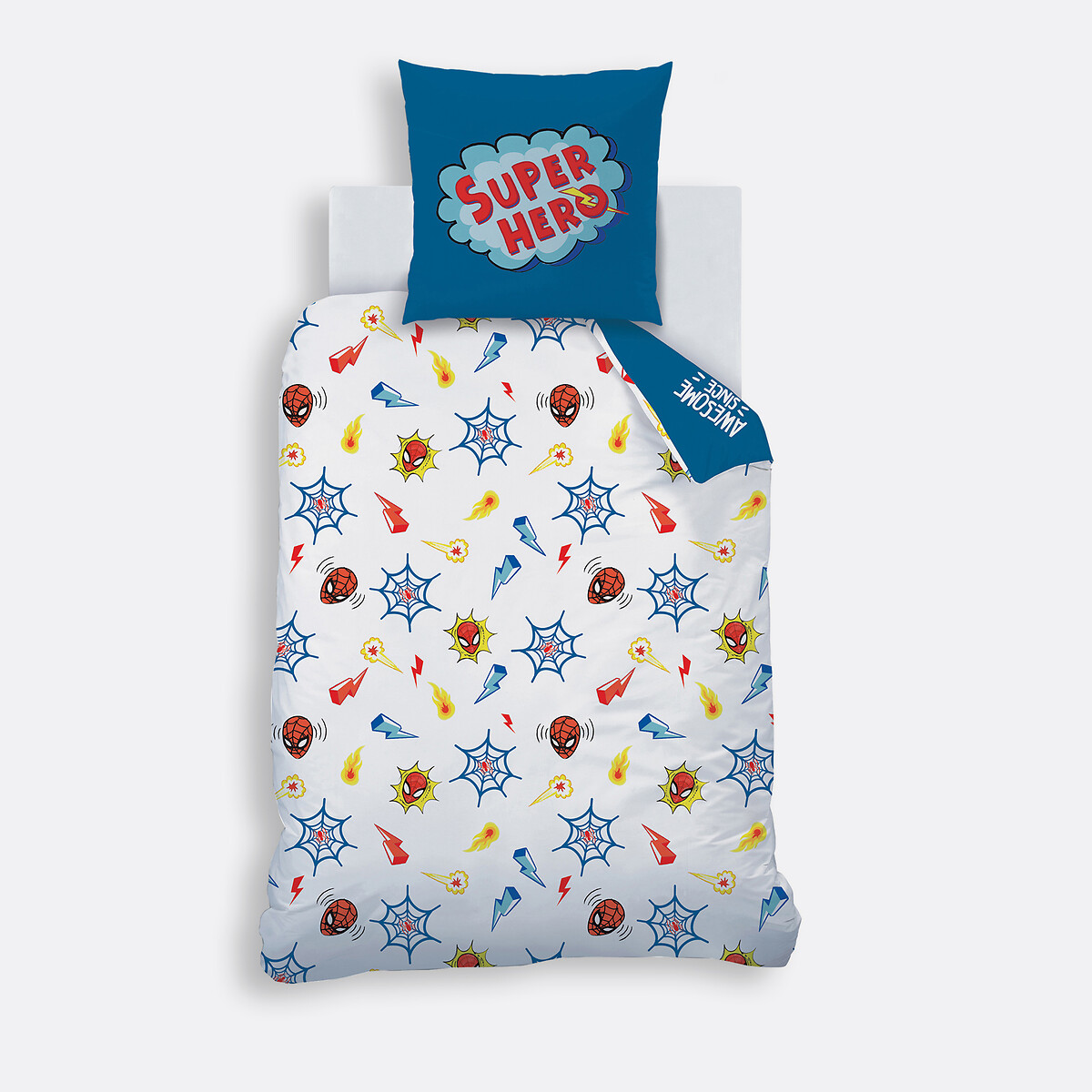 Homem-Aranha<br>Conjunto de cama infantil, algodão, fronha quadrada