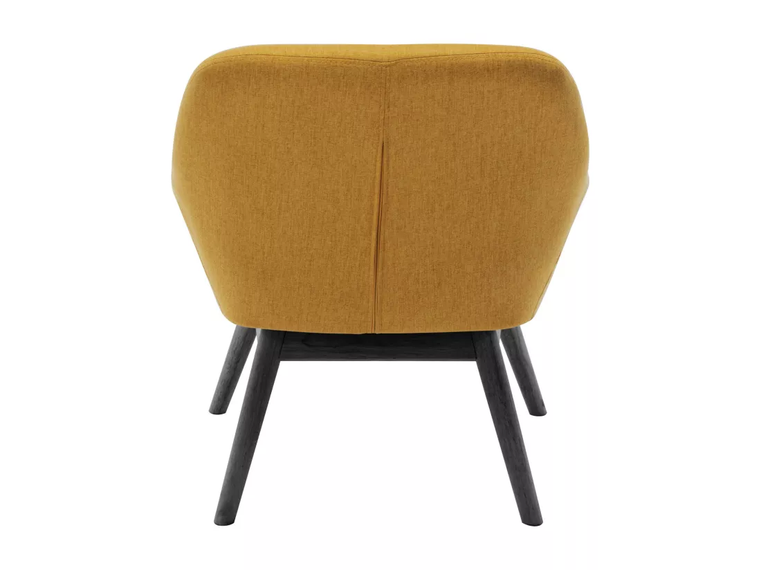 MALMO-Fauteuil lounge en tissu tramé Safran et pieds hévéa teinté noir