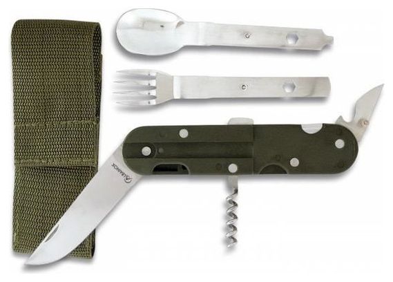 Polyvalent Albainox Pour le camping en acier inoxydable et Mango Abs 9 Cm Comprend fourchette  cuillère  couteau  couteau