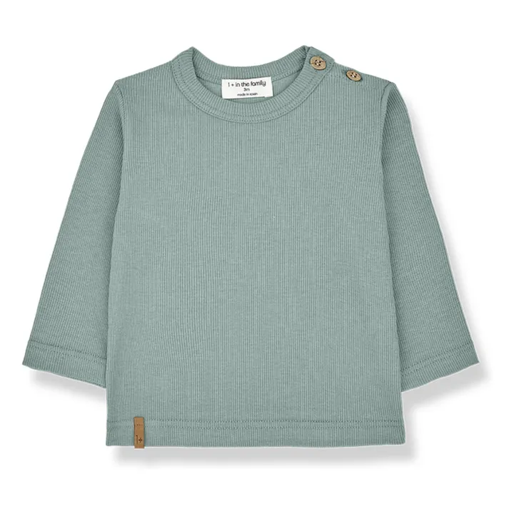 1+ in the family T-shirt Clemente Côtelé | Bleu Vert