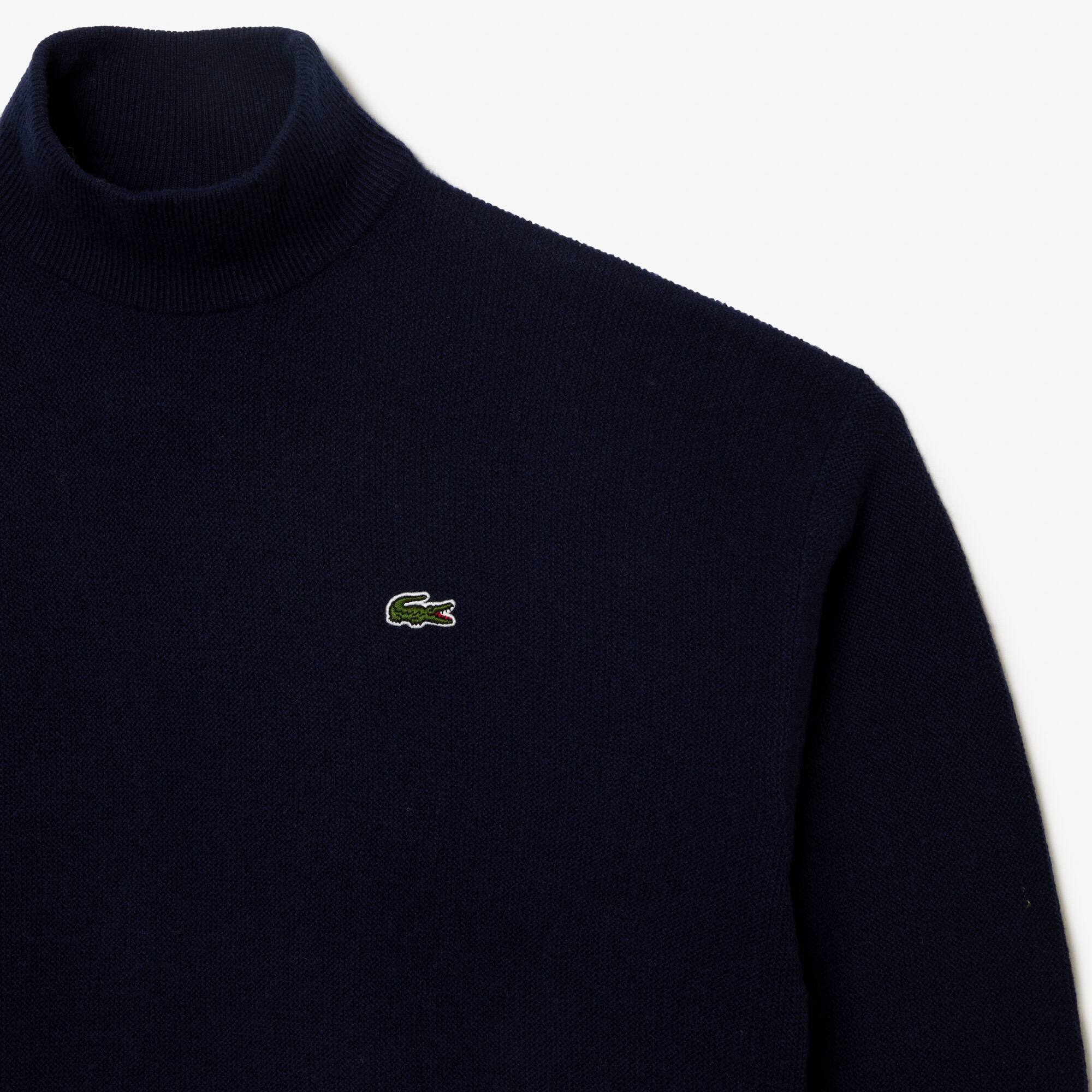 Pull Lacoste femme col montant en laine Pullovers - Bleu - Lacoste - Femme