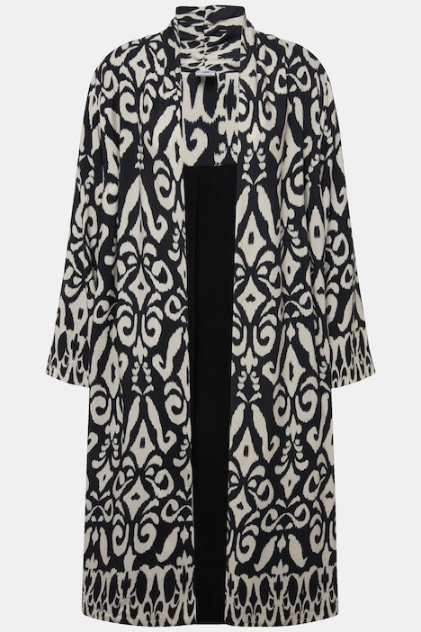 Kimono, grafischer Druck, offene Form, weiter Langarm