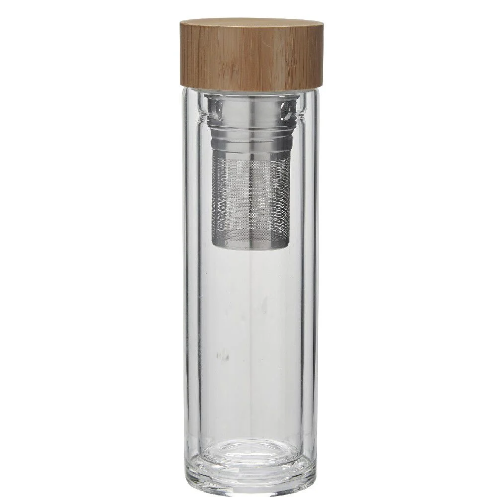 Bouteille à thé en verre et bambou naturel
