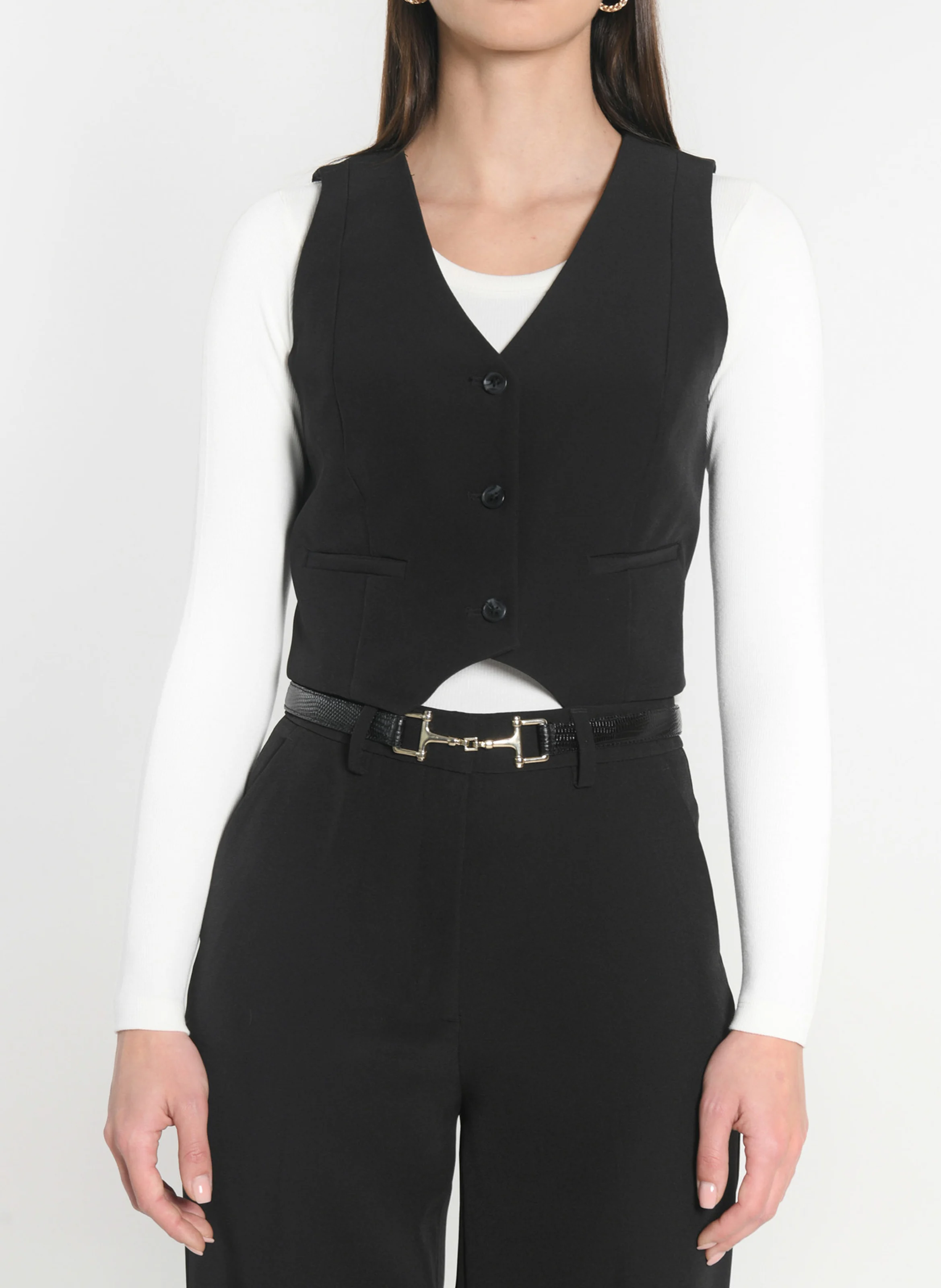 MATHILDA - Gilet de costume boutonné| Noir