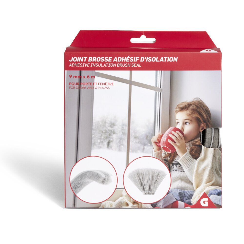 Joint brosse adhésif d'isolation pour porte et fenêtre 9mmx6m blanc