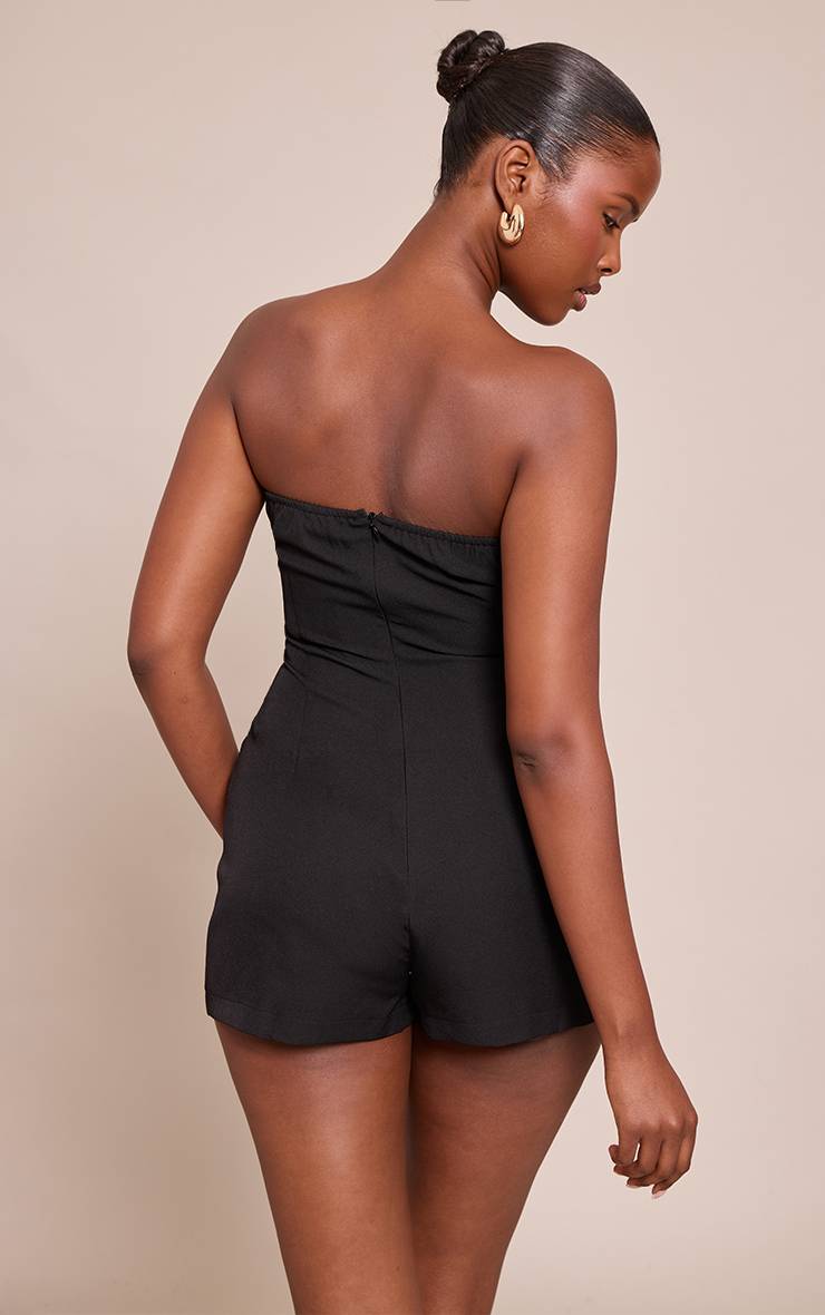 Noir Combi-short Ajustée Bandeau En Tissu Tissé