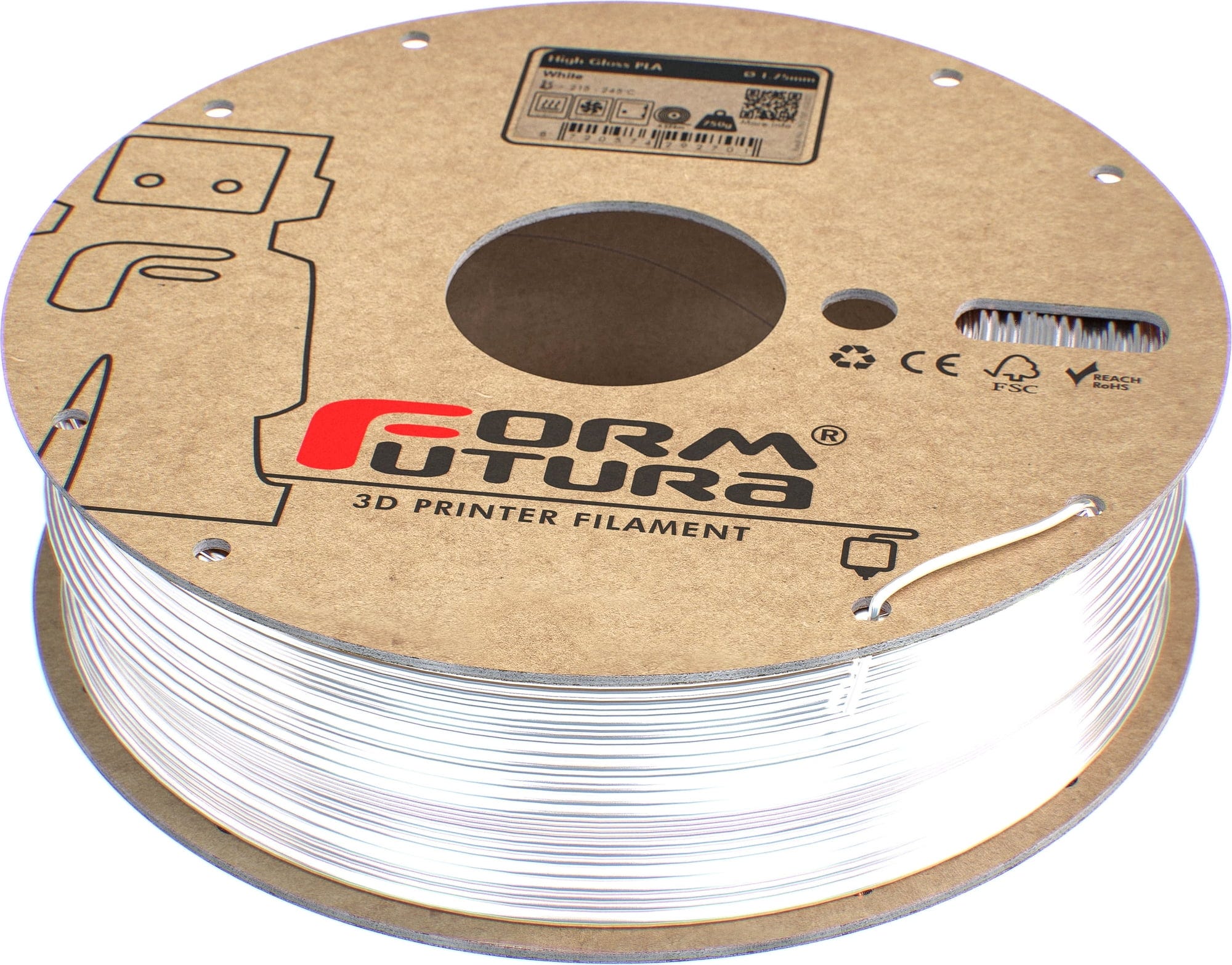 FormFutura  High Gloss PLA Weiß, 1,75 mm / 750 g    Ästhetisches Filament für Modelle ohne sichtbare Schichten