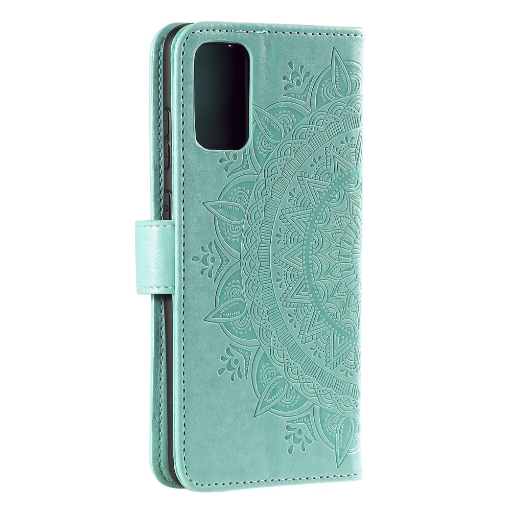Samsung Galaxy S20 FE / S20 FE 5G Leder Tasche Wallet - Mandala Flowers Imprint - Türkis