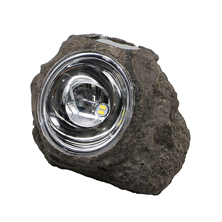 Lampe à poser galet LED solaire gris IP44