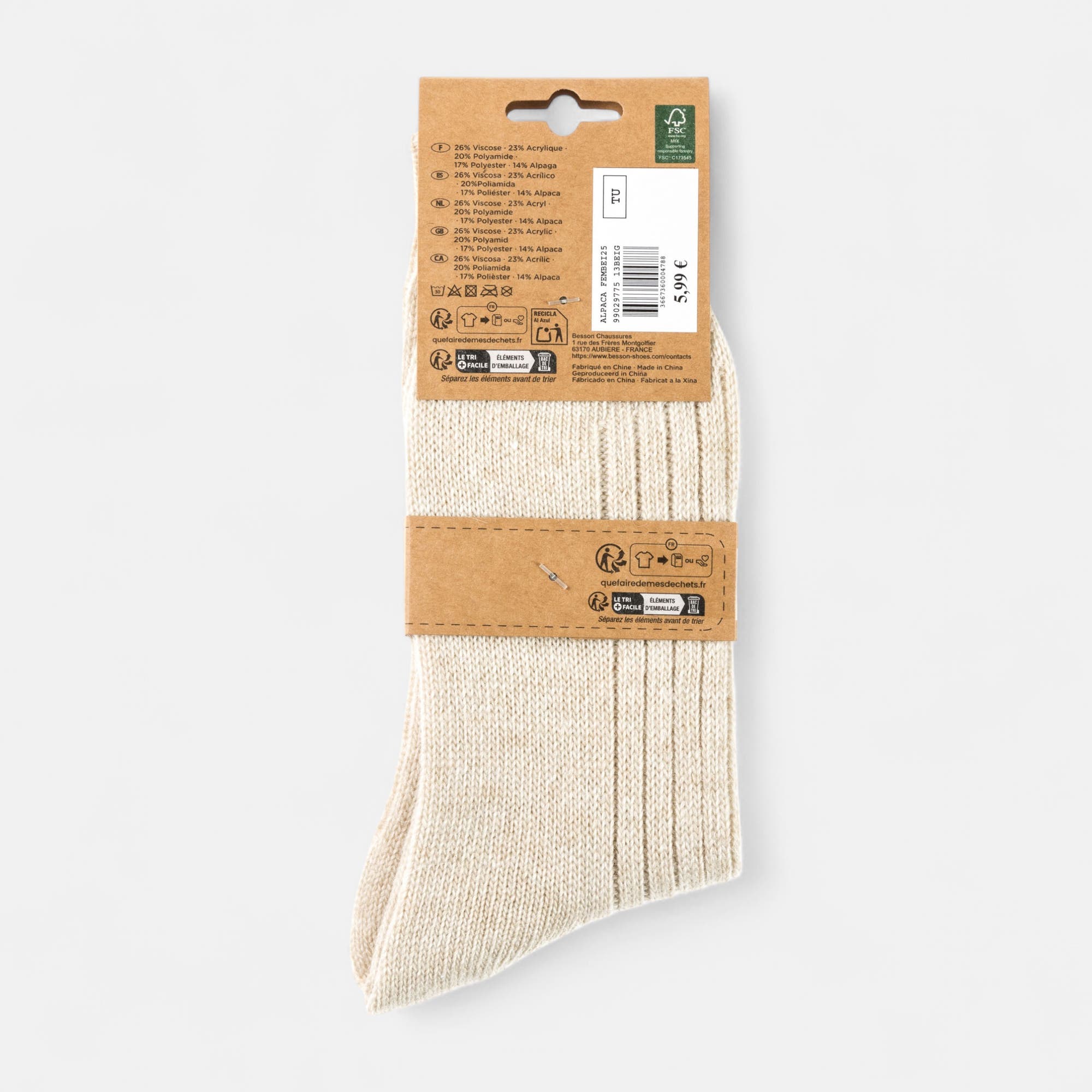 Chaussettes Femme beige