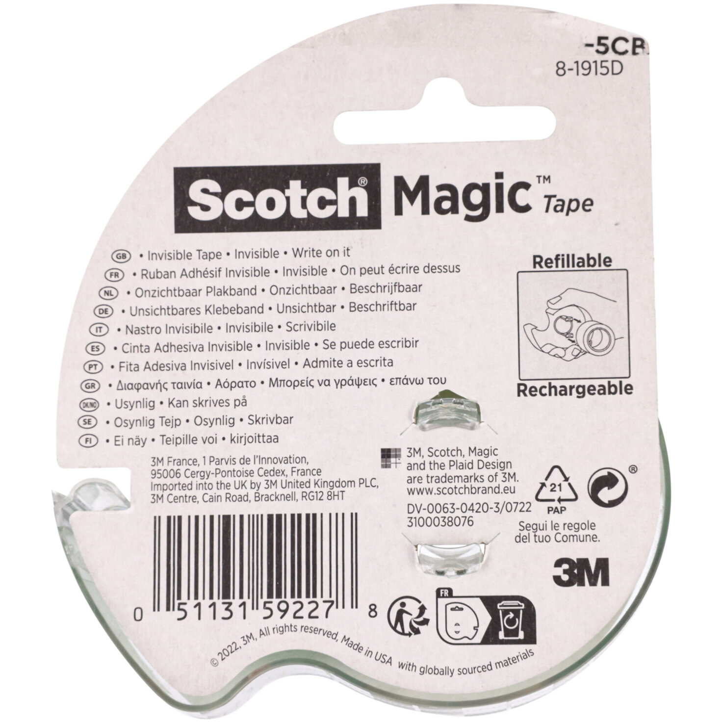 Scotch Magic 8-1915D Klebeband Abroller 19 mm x 15 m