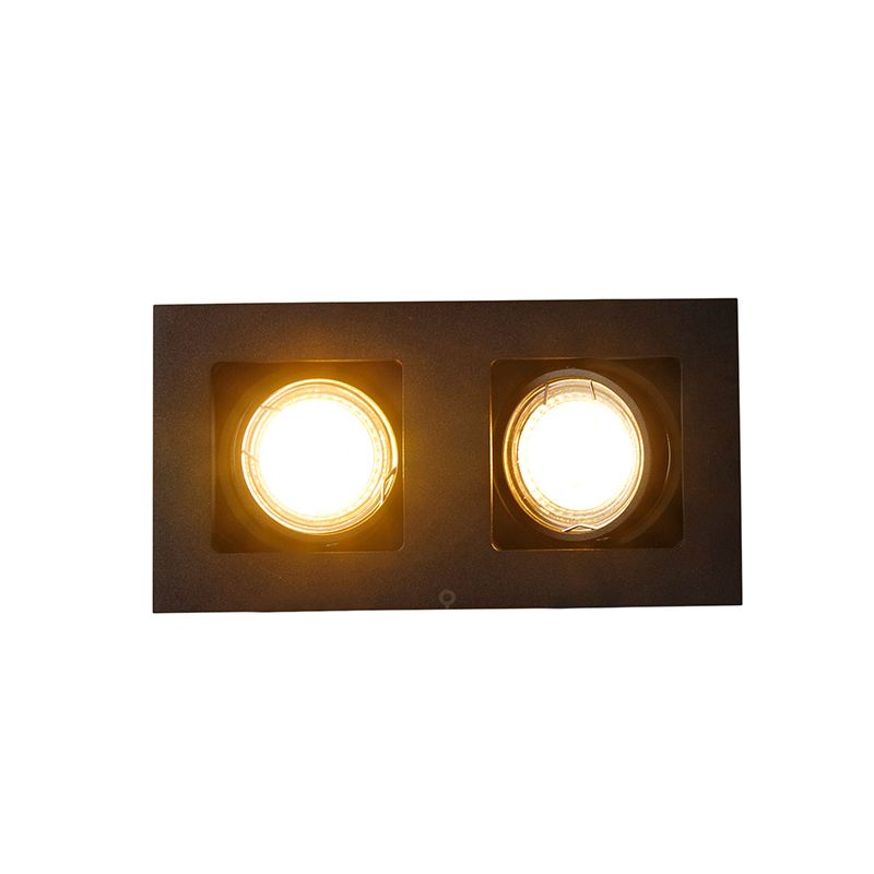 Set van 6 Inbouwspot zwart rechthoekig 2-lichts - Qure