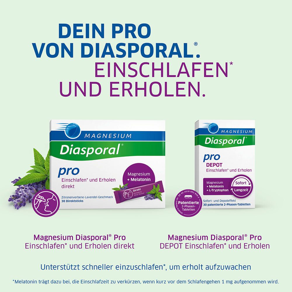 Magnesium-Diasporal® Pro DEPOT Einschlafen* und Erholen, patentierte 2-Phasen-Tabletten