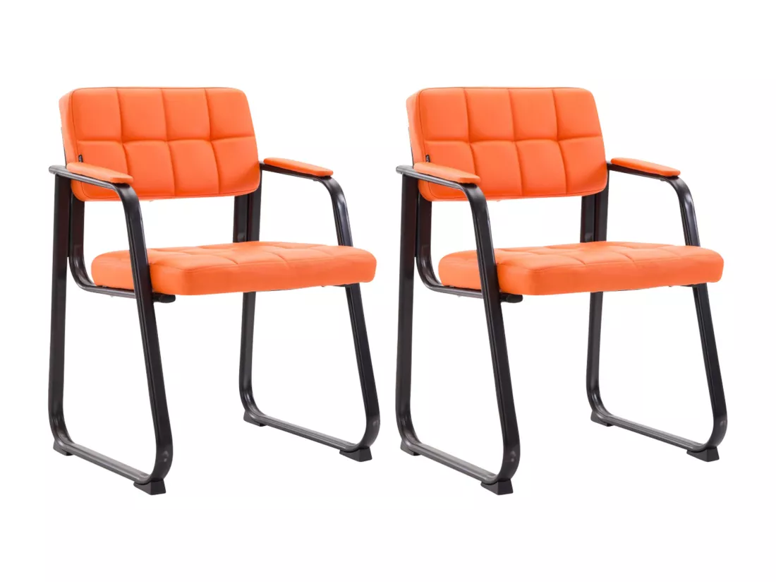 Lot de 2 chaises avec accoudoirs - Similicuir - Orange - Canada B