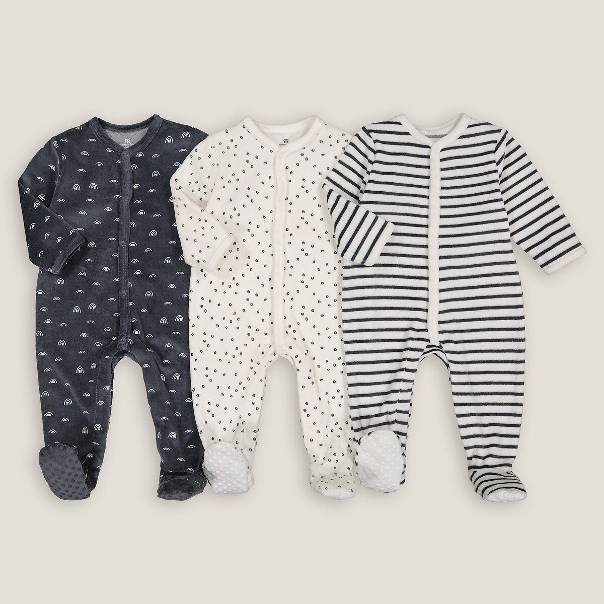 COLEÇÃO LA REDOUTE<br>Conjunto de 3 pijamas de veludo