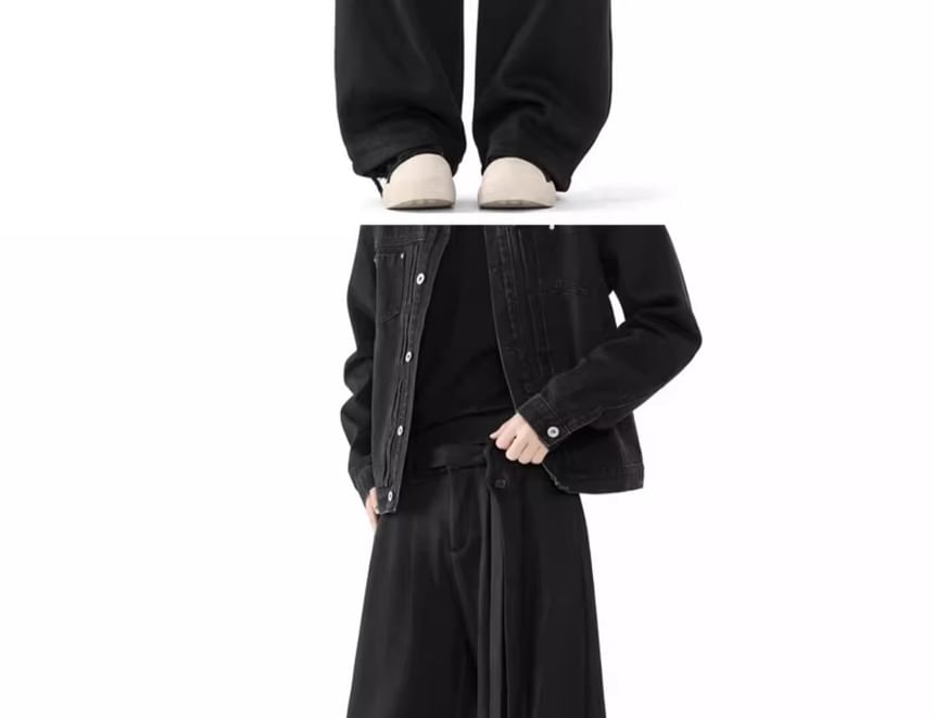 Chuoku - Mid Rise Plain Wide Leg Broek