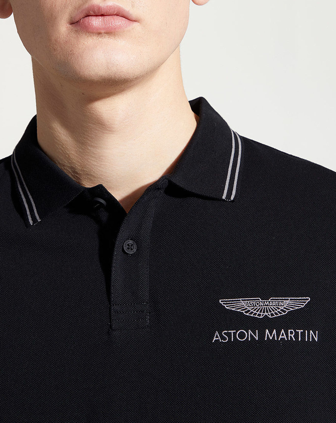 Hackett London Polo Regular Fit uni Aston Martin Racing Logo noir