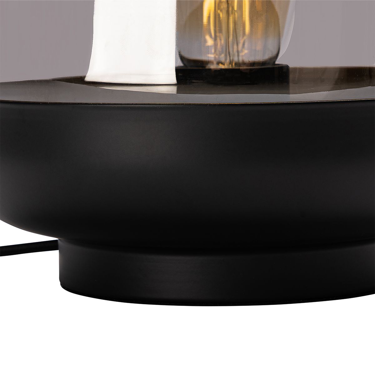 Design tafellamp zwart met goud en smoke glas - Kyan