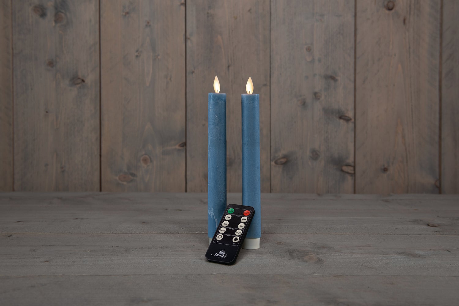 Anna's Collection LED dinerkaars zwart blauw D 2 H 23 cm 2 stuks