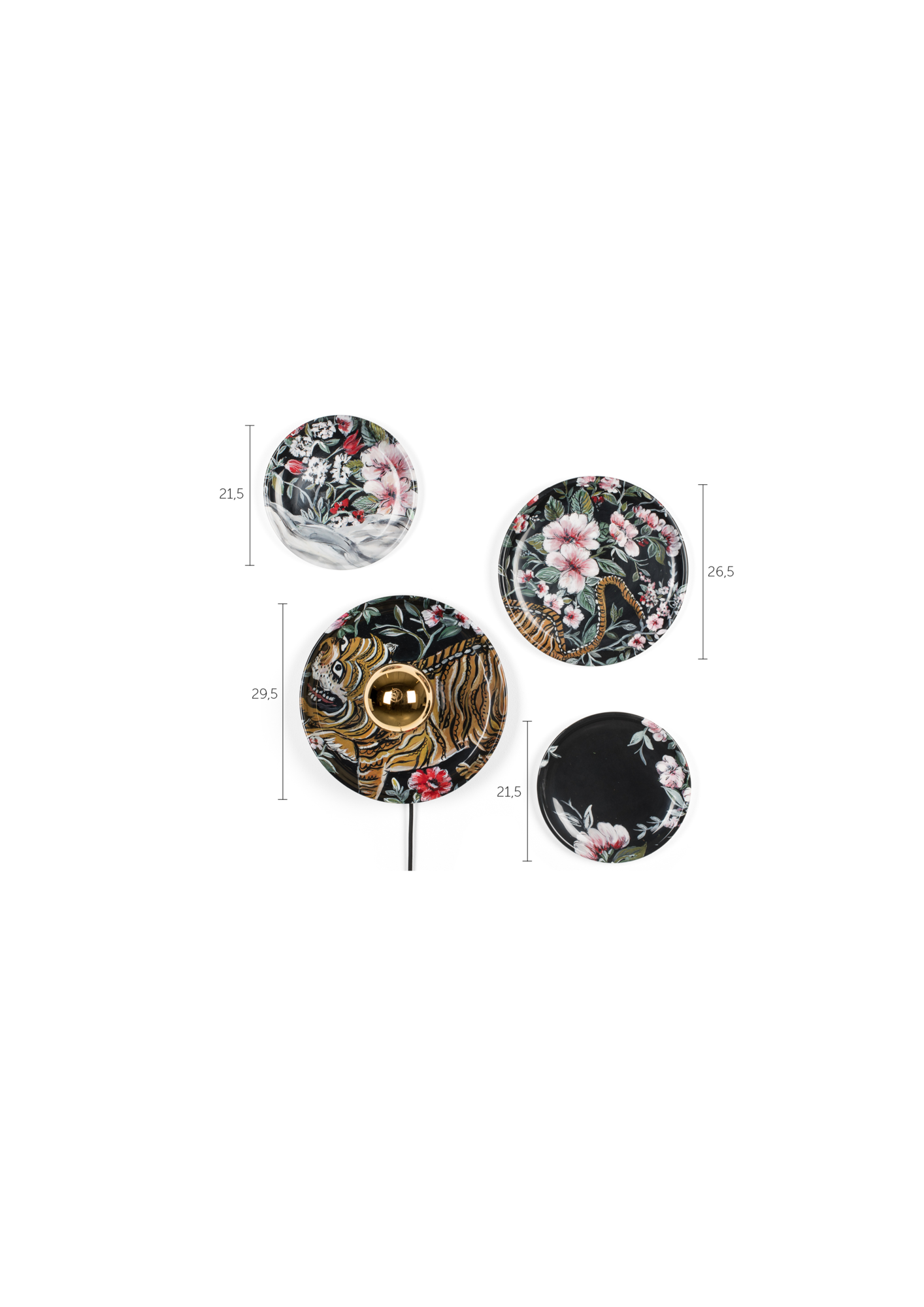 Wandlamp No food here (set van 4) Hexagon