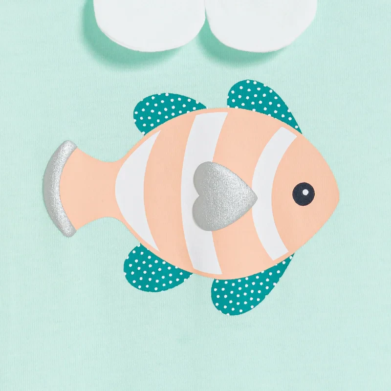 Combi courte poisson bleu bébé fille Bleu