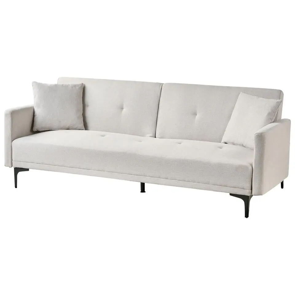 LUCAN - Slaapbank 3-zits - Lichtbeige - Polyester