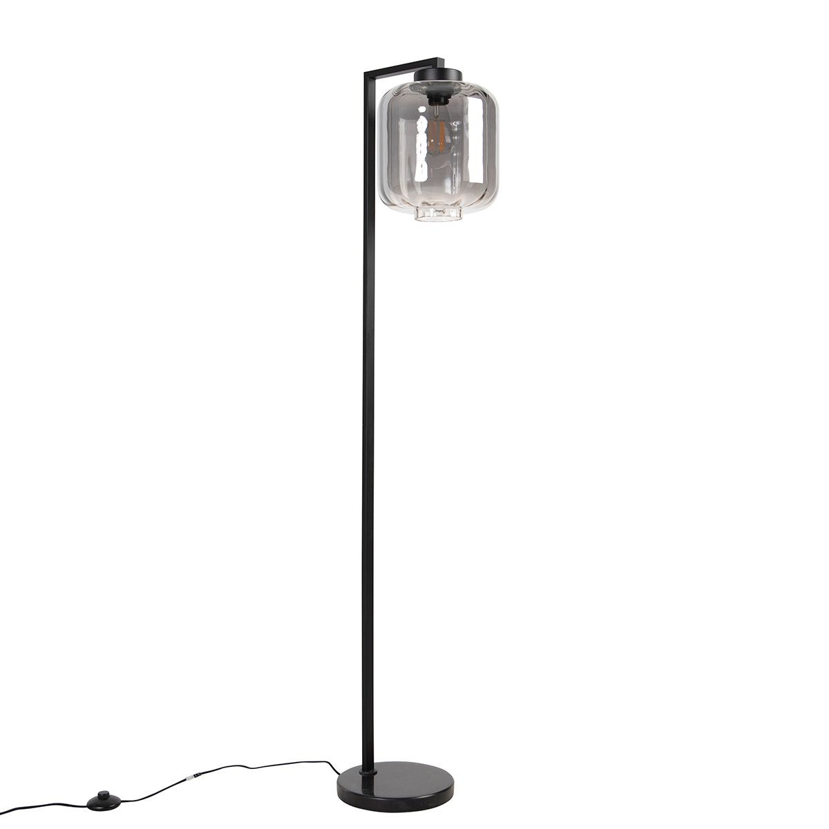 Smart vloerlamp zwart met smoke glas incl. Wifi ST64 - Qara Down