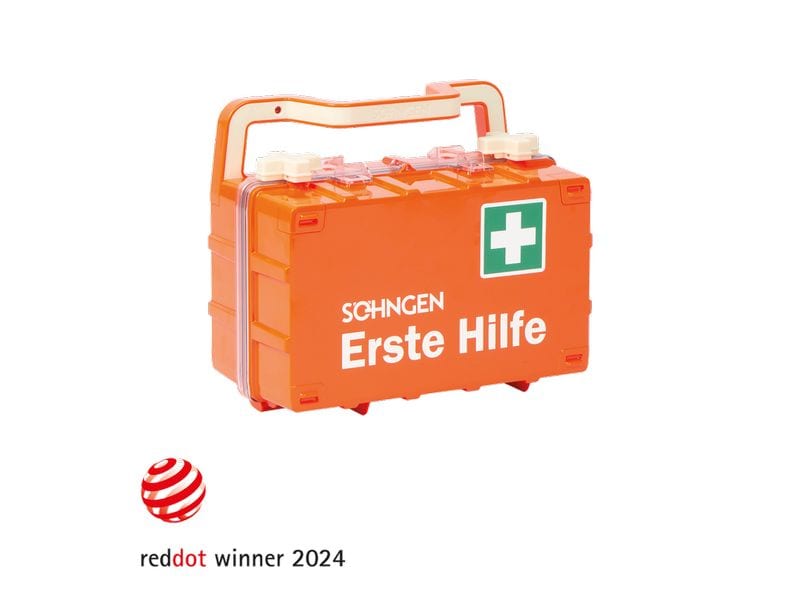 SÖHNGEN Erste-Hilfe-Set DYNAMIC-GLOW, DIN 13157, Orange, S Erste-Hilfe-Koffer inklusive Wandhalterung