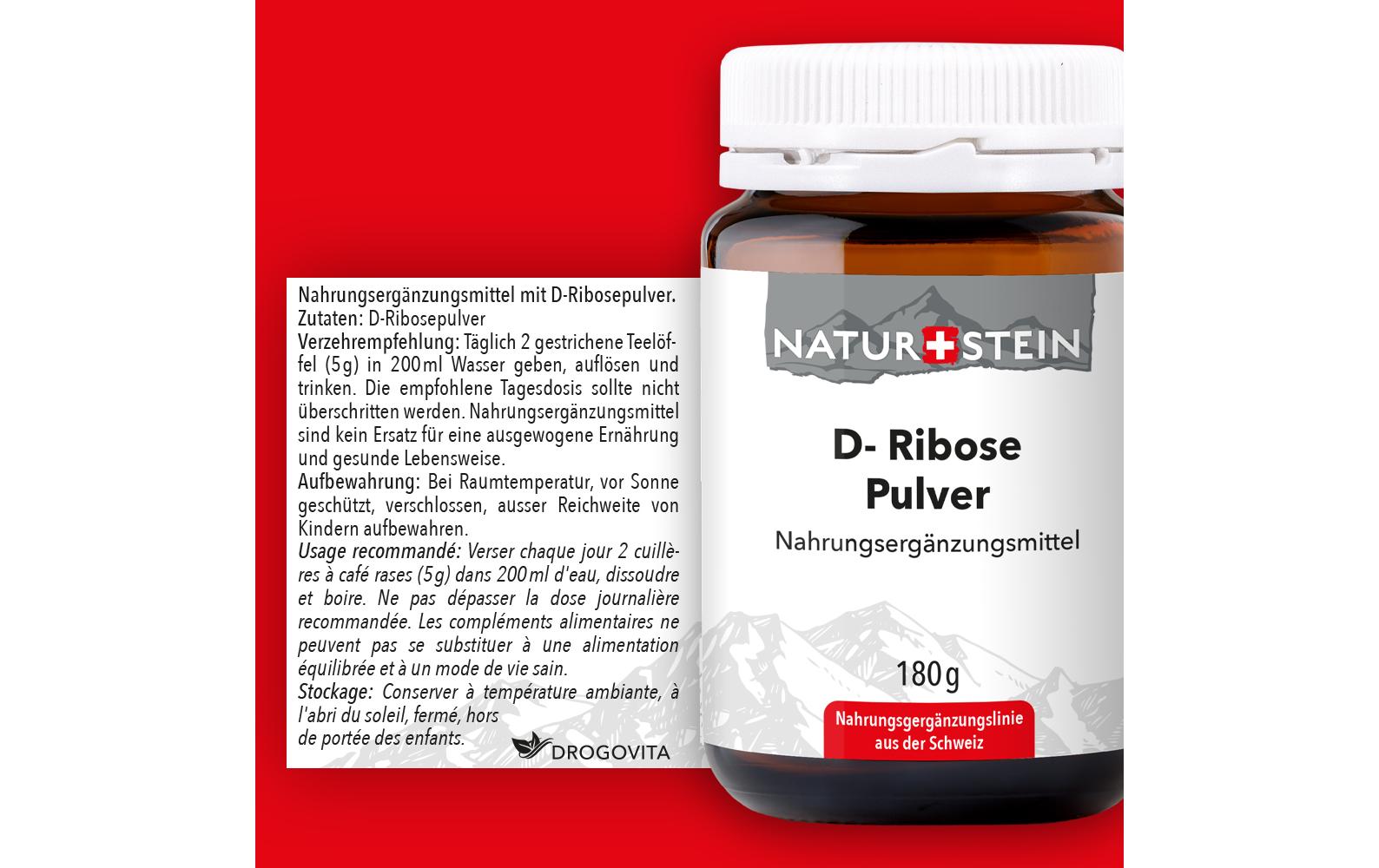 Pulver D- Ribose 180 gNahrungsergänzungsmittel mit D-Ribose von Naturstein