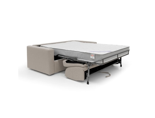 DIVANI.STORE - Canapé lit kansas en tissu imperméable creme 2 places