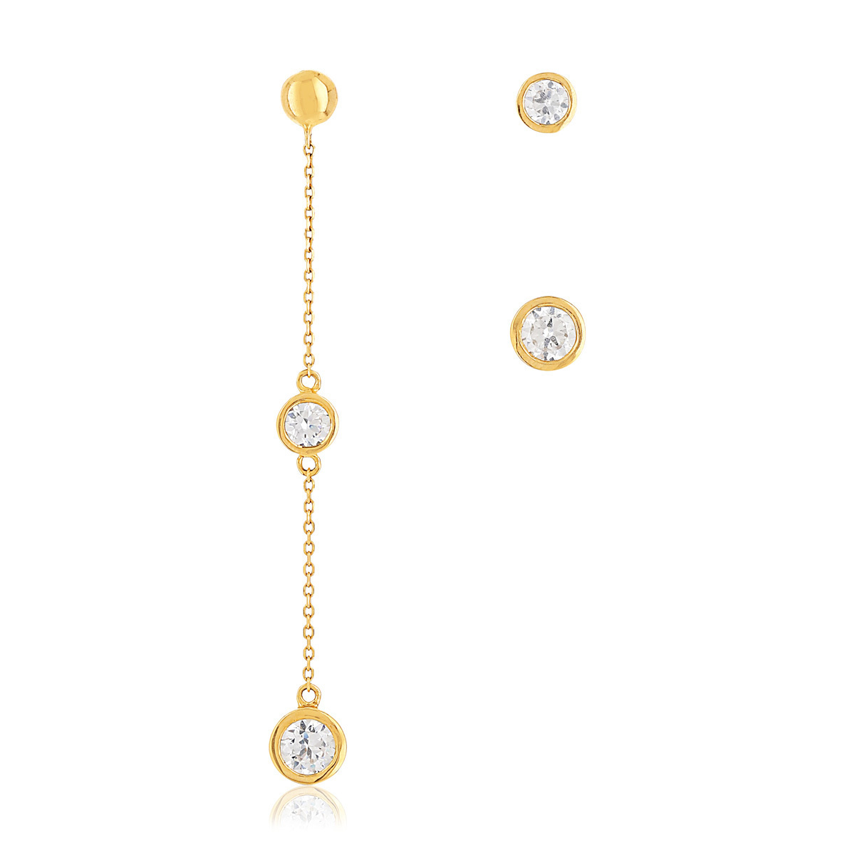 Boucles d'oreilles or jaune 375 zirconias