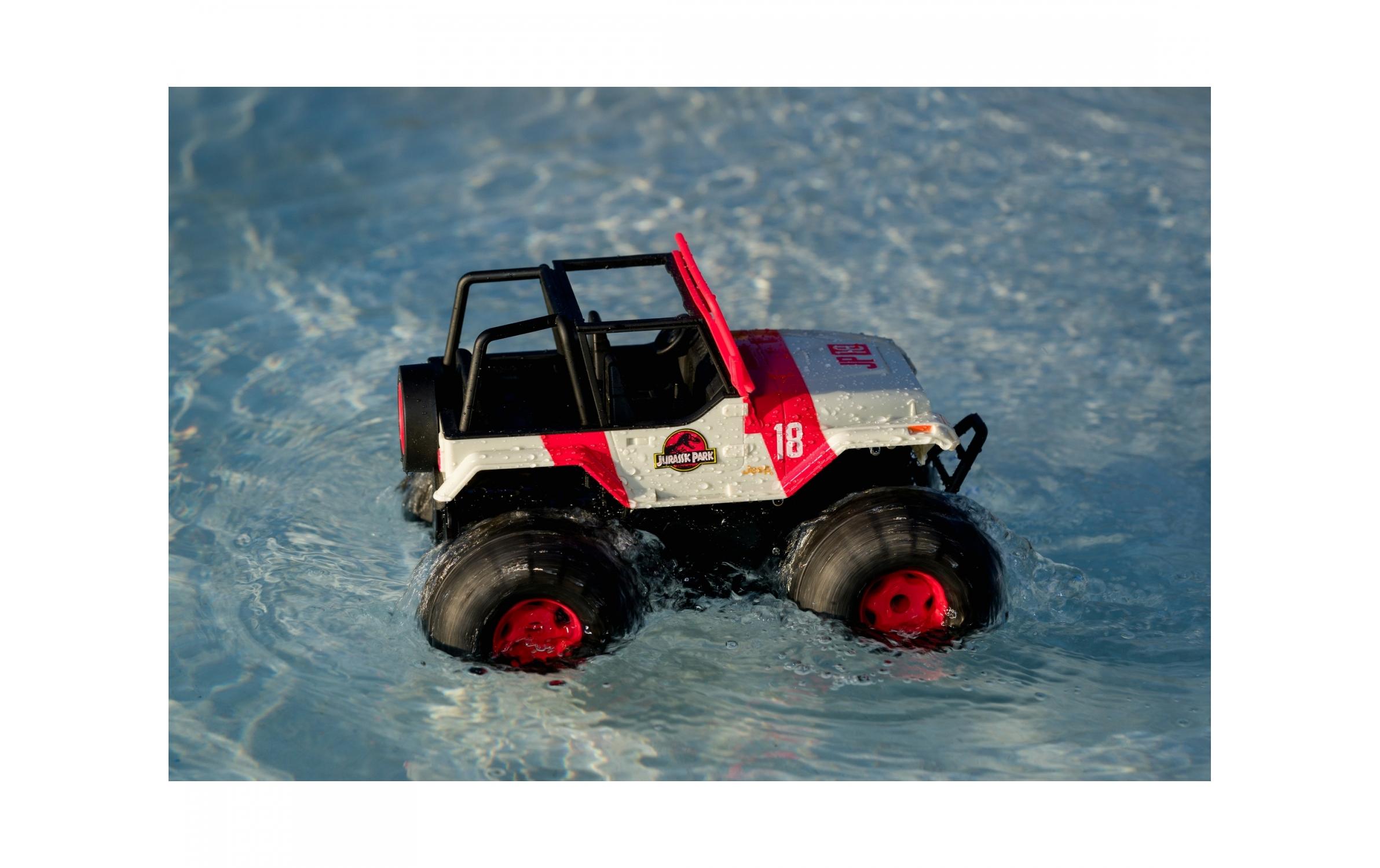 Jurassic Park RC Sea & Land Jeep RTR, 1:16Ferngesteuertes Amphibien-Fahrzeug im Jurassic Park Design