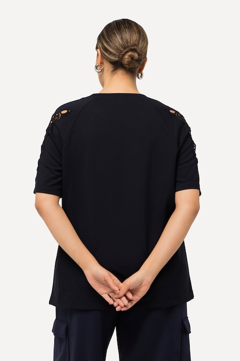 Sweatshirt, Spitze, Rundhals, Raglan-Halbarm