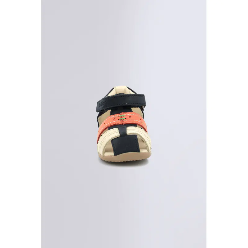 BIGBAZAR MARINE BEIGE ORANGE SANDALES Cuir Garçon