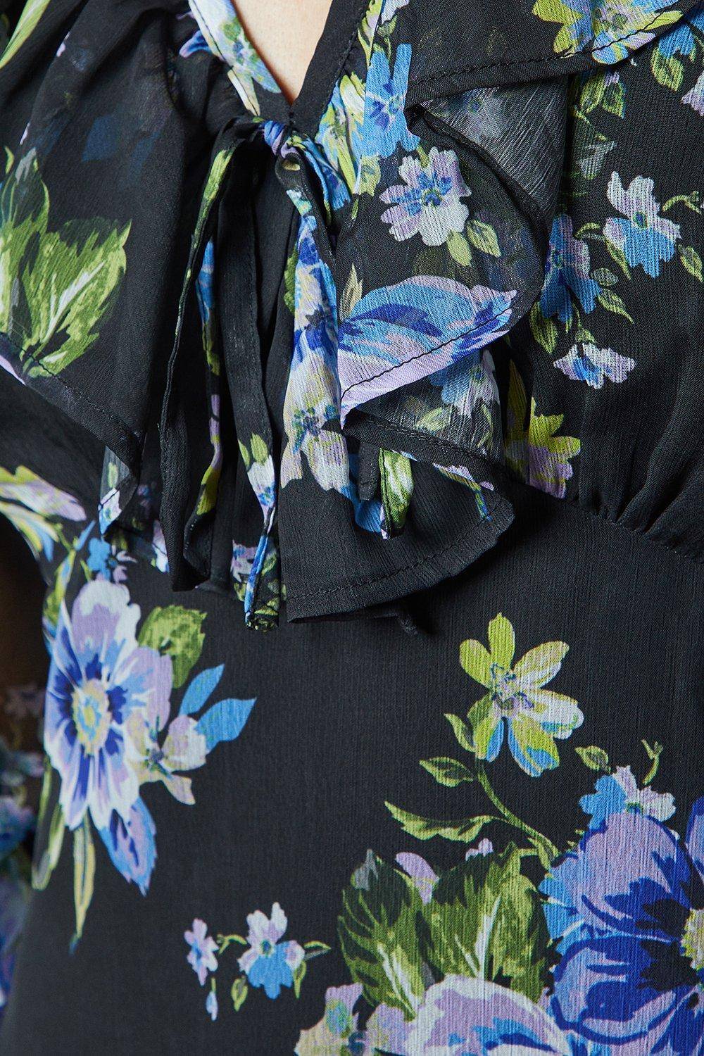 Oasis Robe Mini en Mousseline à Col Volants