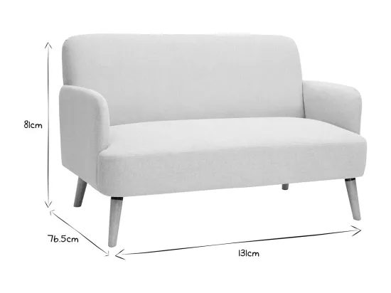Canapé scandinave 2 places en tissu effet velours texturé beige et bois clair ISKO