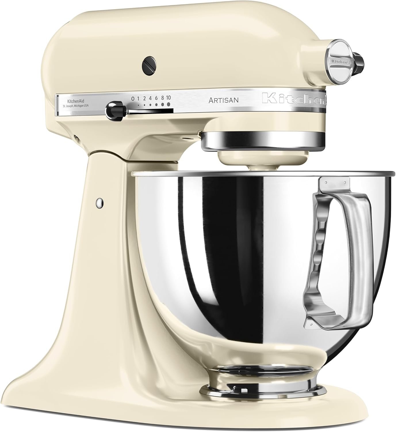 KitchenAid Robot Pâtissier I Artisan I Robot cuisine multifonctions à tête inclinable I Avec 4 accessoires I Bol de 4,8L | Crème