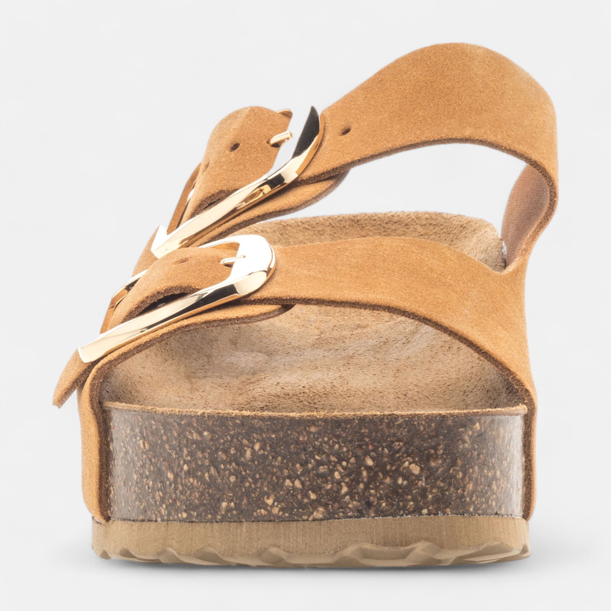 Mules semelle liège Femme en cuir camel