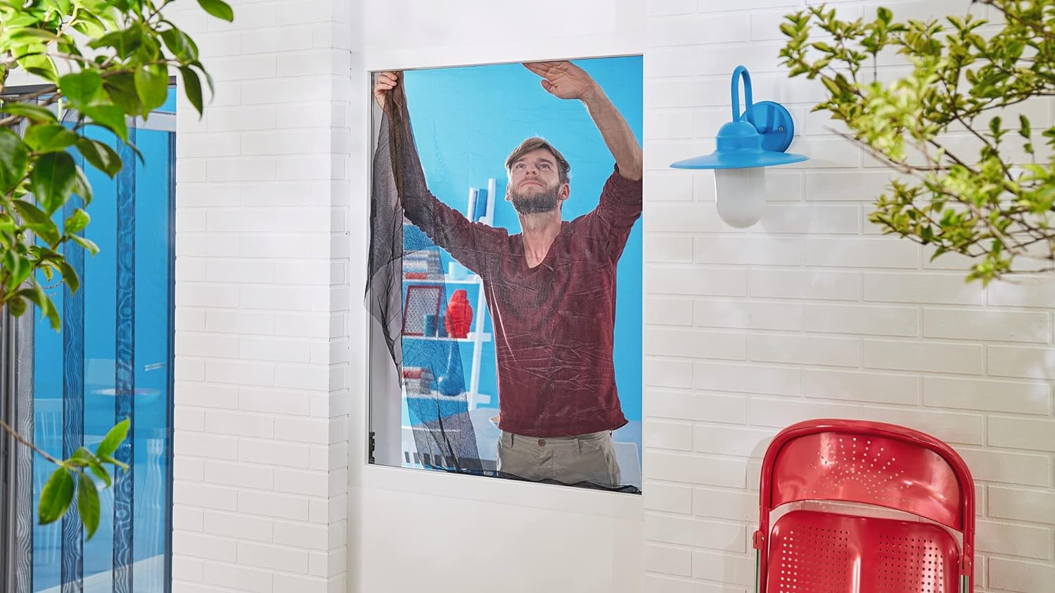 (130x150cm) Fenster Fliegengitter Insect Stop Standard   Klettverschluss (55672-00021-03) - Anthrazit