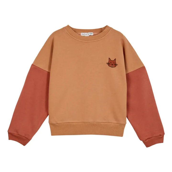 Emile et Ida Sweat Coton Bio Bicolore | Camel