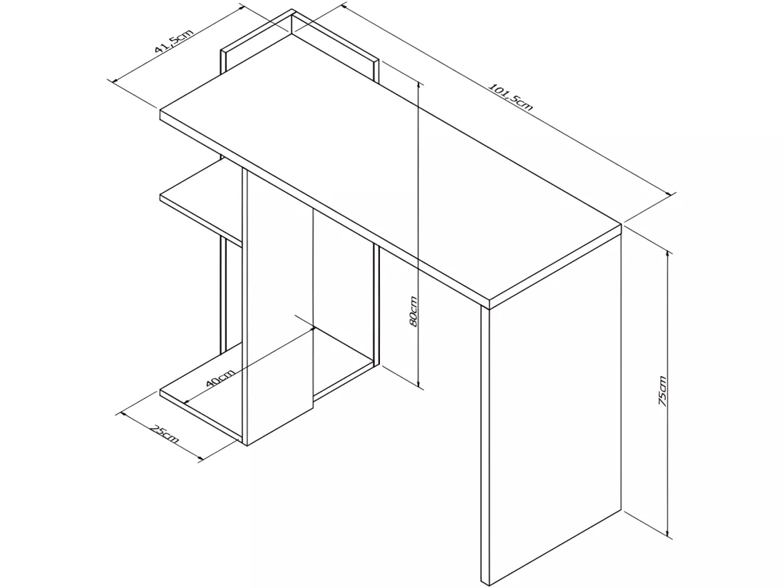 Bureau 1 Caisson 2 Niches Blanc