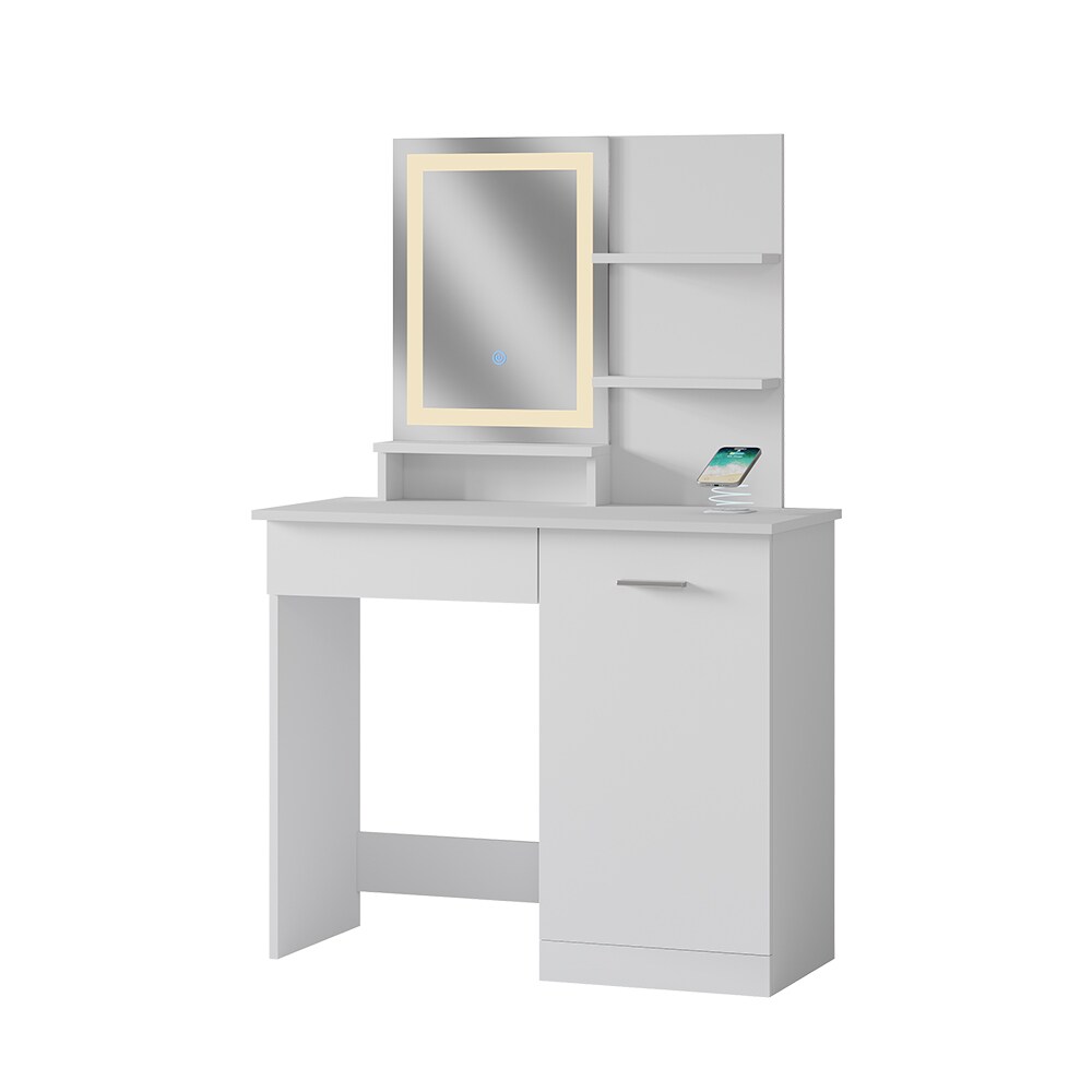 Vicco Schminktisch Julia 90 cm mit LED-Spiegel und QI-Ladestation